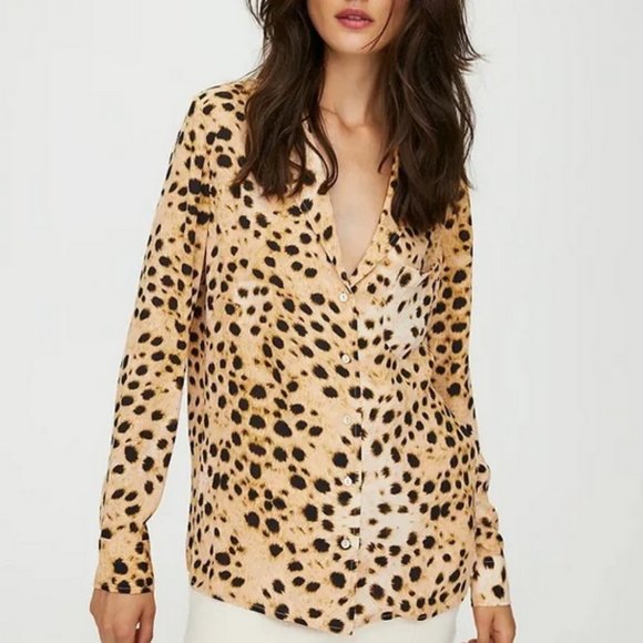Aritzia Wilfred Free Briona leopard print blouse - Picture 1 of 5